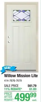 Menards Willow Mission Lite offer