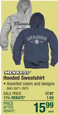 Menards Hooded Sweatshirt offer