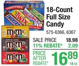Menards 18-Count Full Size Candy offer