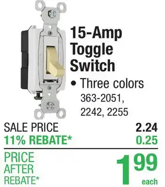 Menards 15-Amp Toggle Switch offer