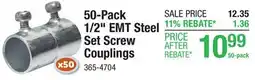 Menards 50-Pack 1/2 EMT Steel Set Screw Couplings offer