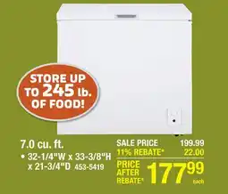 Menards 7.0 cu. ft offer