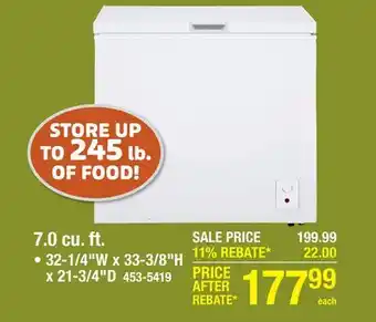 Menards 7.0 cu. ft offer