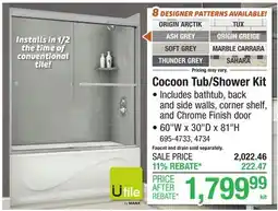 Menards Cocoon Tub/Shower Kit offer