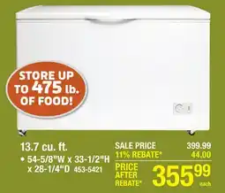 Menards 13.7 cu. ft offer