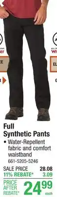 Menards Full Synthetic Pants offer
