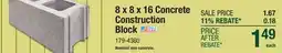 Menards 8 x 8 x 16 Concrete Construction Block offer