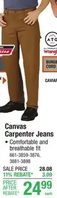 Menards Canvas Carpenter Jeans offer