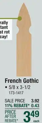 Menards French Gothic 6' Cedar Wood Pickets offer