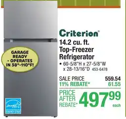 Menards 14.2 cu. ft. Top-Freezer Refrigerator offer