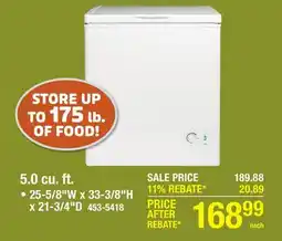 Menards 5.0 cu. ft offer