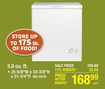 Menards 5.0 cu. ft offer