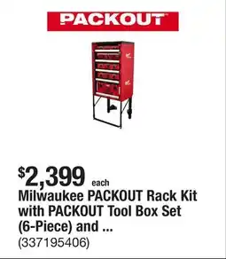 The Home Depot Milwaukee PACKOUT Rack Kit with PACKOUT Tool Box Set (6-Piece) and additional PACKOUT Rack Drawer offer