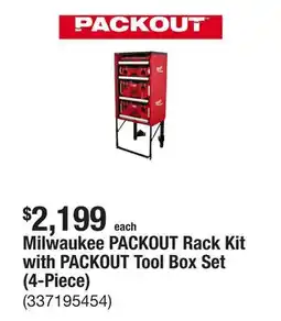 The Home Depot Milwaukee PACKOUT Rack Kit with PACKOUT Tool Box Set (4-Piece) offer