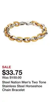 Kohl's Steel Nation Men's Two Tone Stainless Steel Horseshoe Chain Bracelet offer