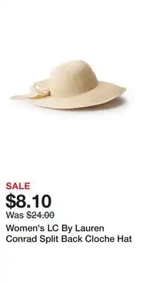 Kohl's Women's LC By Lauren Conrad Split Back Cloche Hat offer