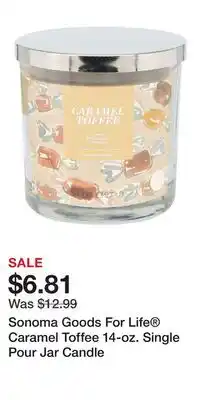Kohl's Sonoma Goods For Life Caramel Toffee 14-oz. Single Pour Jar Candle offer