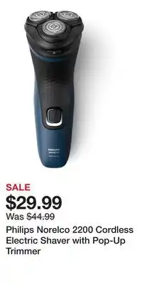 Kohl's Philips Norelco 2200 Cordless Electric Shaver with Pop-Up Trimmer offer