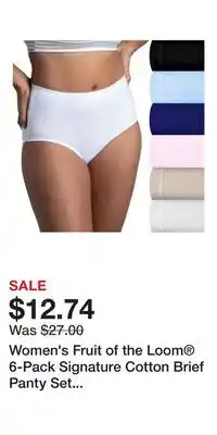 Kohl's Women's Fruit of the Loom 6-Pack Signature Cotton Brief Panty Set 6DKBRAP offer