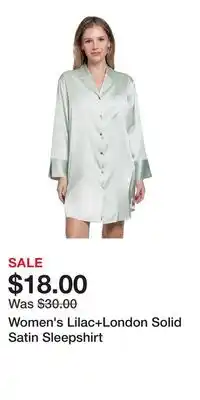 Kohl's Women's Lilac+London Solid Satin Sleepshirt offer