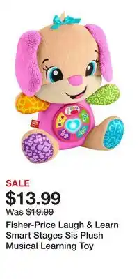 Kohl's Fisher-Price Laugh & Learn Smart Stages Sis Plush Musical Learning Toy offer