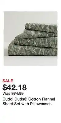 Kohl's Cuddl Duds Cotton Flannel Sheet Set with Pillowcases offer