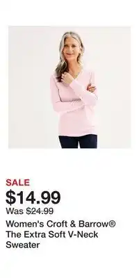Kohl's Women's Croft & Barrow The Extra Soft V-Neck Sweater offer