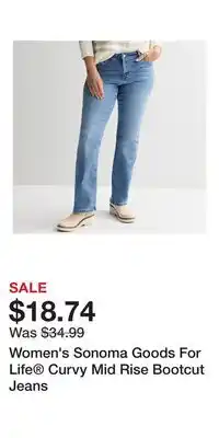 Kohl's Women's Sonoma Goods For Life Curvy Mid Rise Bootcut Jeans offer