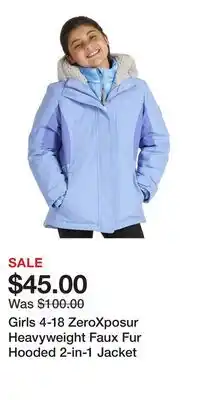 Kohl's Girls 4-18 ZeroXposur Heavyweight Faux Fur Hooded 2-in-1 Jacket offer