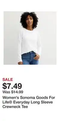 Kohl's Women's Sonoma Goods For Life Everyday Long Sleeve Crewneck Tee offer