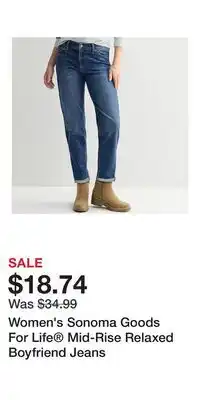 Kohl's Women's Sonoma Goods For Life Mid-Rise Relaxed Boyfriend Jeans offer