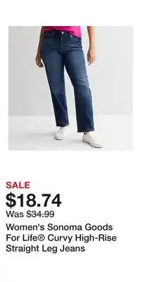 Kohl's Women's Sonoma Goods For Life Curvy High-Rise Straight Leg Jeans offer