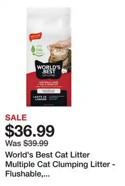 Petsmart World's Best Cat Litter Multiple Cat Clumping Litter - Flushable, 99% Dust Free, Clumping, 28 LB offer