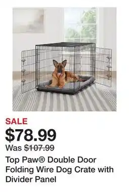 Petsmart Top Paw Double Door Folding Wire Dog Crate with Divider Panel offer