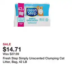 Petsmart Fresh Step Simply Unscented Clumping Cat Litter, Bag, 42 LB offer