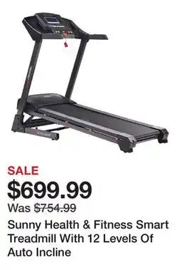 Dick's Sporting Goods Sunny Health & Fitness Smart Treadmill With 12 Levels Of Auto Incline offer