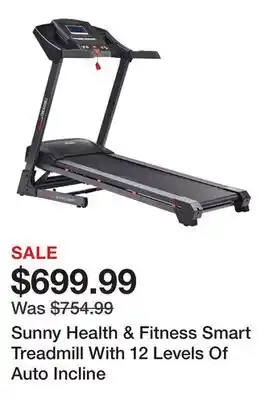 Dick's Sporting Goods Sunny Health & Fitness Smart Treadmill With 12 Levels Of Auto Incline offer