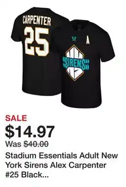 Dick's Sporting Goods Stadium Essentials Adult New York Sirens Alex Carpenter #25 Black T-Shirt offer