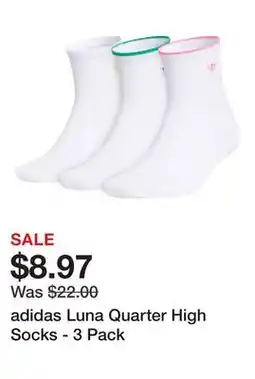 Dick's Sporting Goods adidas Luna Quarter High Socks - 3 Pack offer