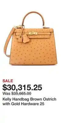 Nordstrom Kelly Handbag Brown Ostrich with Gold Hardware 25 offer