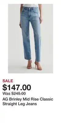 Nordstrom AG Brinley Mid Rise Classic Straight Leg Jeans offer