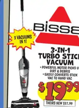 Ollie's BISSELL 3-IN-1 TURBO STICK VACUUM offer