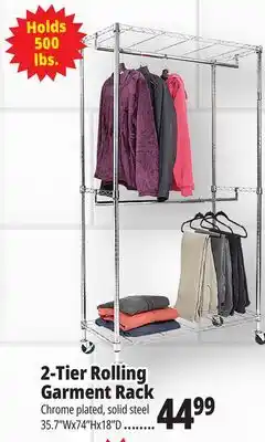 Ocean State Job Lot 2-Tier Rolling Garment Rack offer