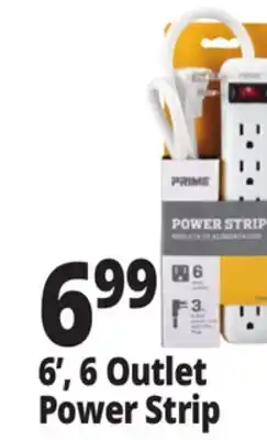 Ocean State Job Lot Prime 6 Outlet Power Strip 3' offer