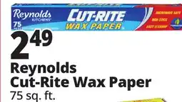 Ocean State Job Lot Reynolds Kitchens Cut-Rite Wax Paper 75 sq ft offer