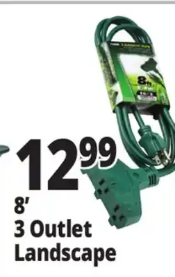 Ocean State Job Lot Prime Medium Duty 3 Outlet Landscape Extension Cord 8' offer