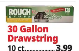 Ocean State Job Lot Rough Stuff 30 Gal Outdoor Trash Bags with Drawstring 10 ct offer