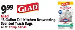 Ocean State Job Lot Glad 13 Gallon Tall Kitchen Drawstring Scented Trash Bags offer