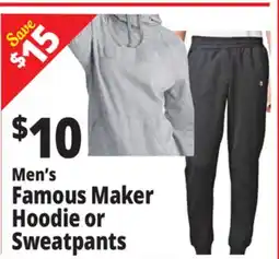 Ocean State Job Lot Men's Famous Maker Hoodie or Sweatpants offer