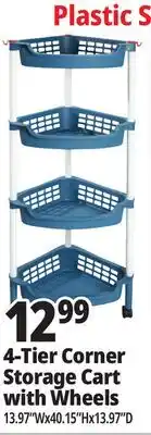 Ocean State Job Lot 4-Tier Corner Storage Cart with Wheels offer